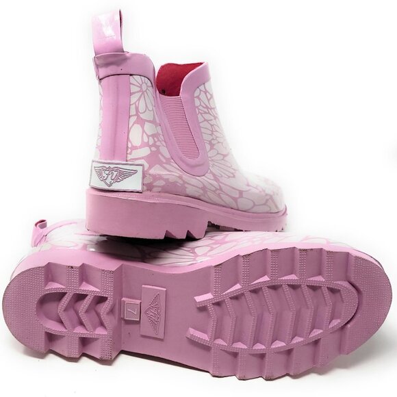 Women's Rain Boots, Rubber Ankle Rainboots, RB-3165, Pink - Picture 2 of 3